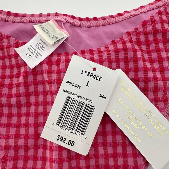 L*Space  Gingham Mondo Bikini Bottom Classic L - Picture 5 of 7